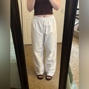 White Cotton Wide Leg Pants